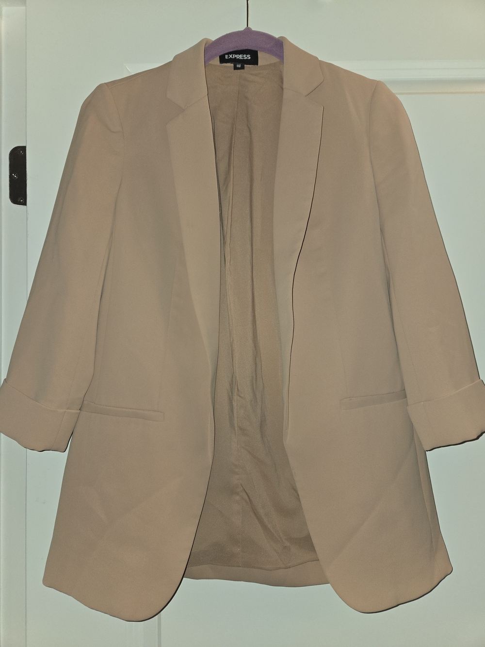 Express Women's Light Beige Open-Front Blazer